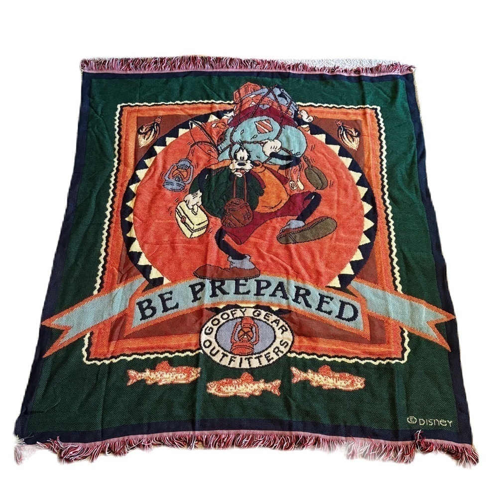 90s Disney tapestry Throw Blanket Goofy Gear Outfitters Beacon Rare USA 50x52